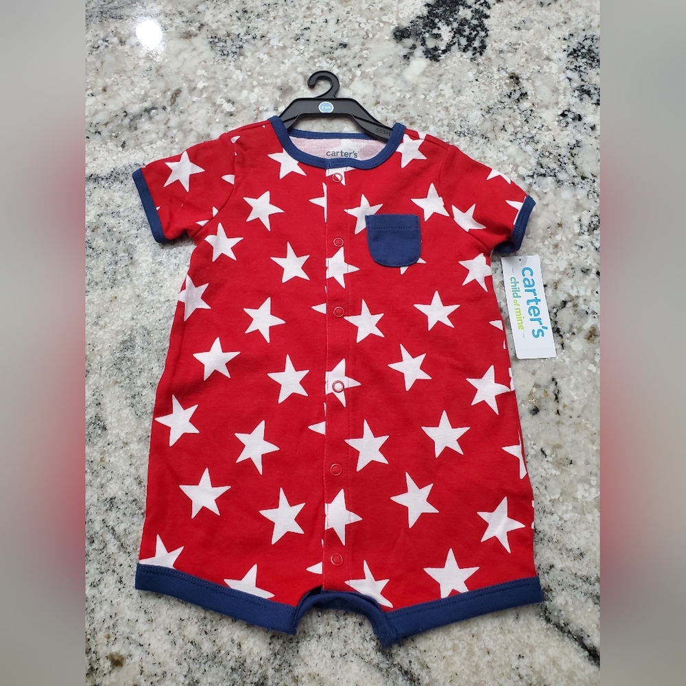 Carter's Child of Mine Baby Boy Patriotic Romper. NEW!
